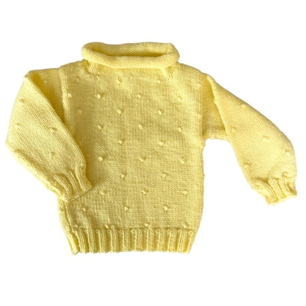 VINTAGE Sweater Handmade Hand Knit Sweater Sweatshirt Pullover Yellow Baby Shirt